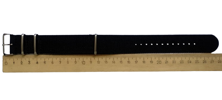 Ремешок тканевый CBUS43 для часов сплошной 24 мм L-250 мм Black Silver (3708) - фото 2 Ремешок тканевый CBUS43 для часов сплошной 24 мм L-250 мм Black Silver (3708) - фото 2