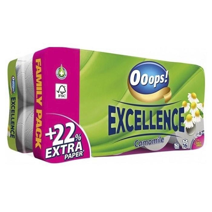 Туалетная бумага трехслойная Ooops! Excellence Ромашка 16 шт. 150 отрывов (1881755649)