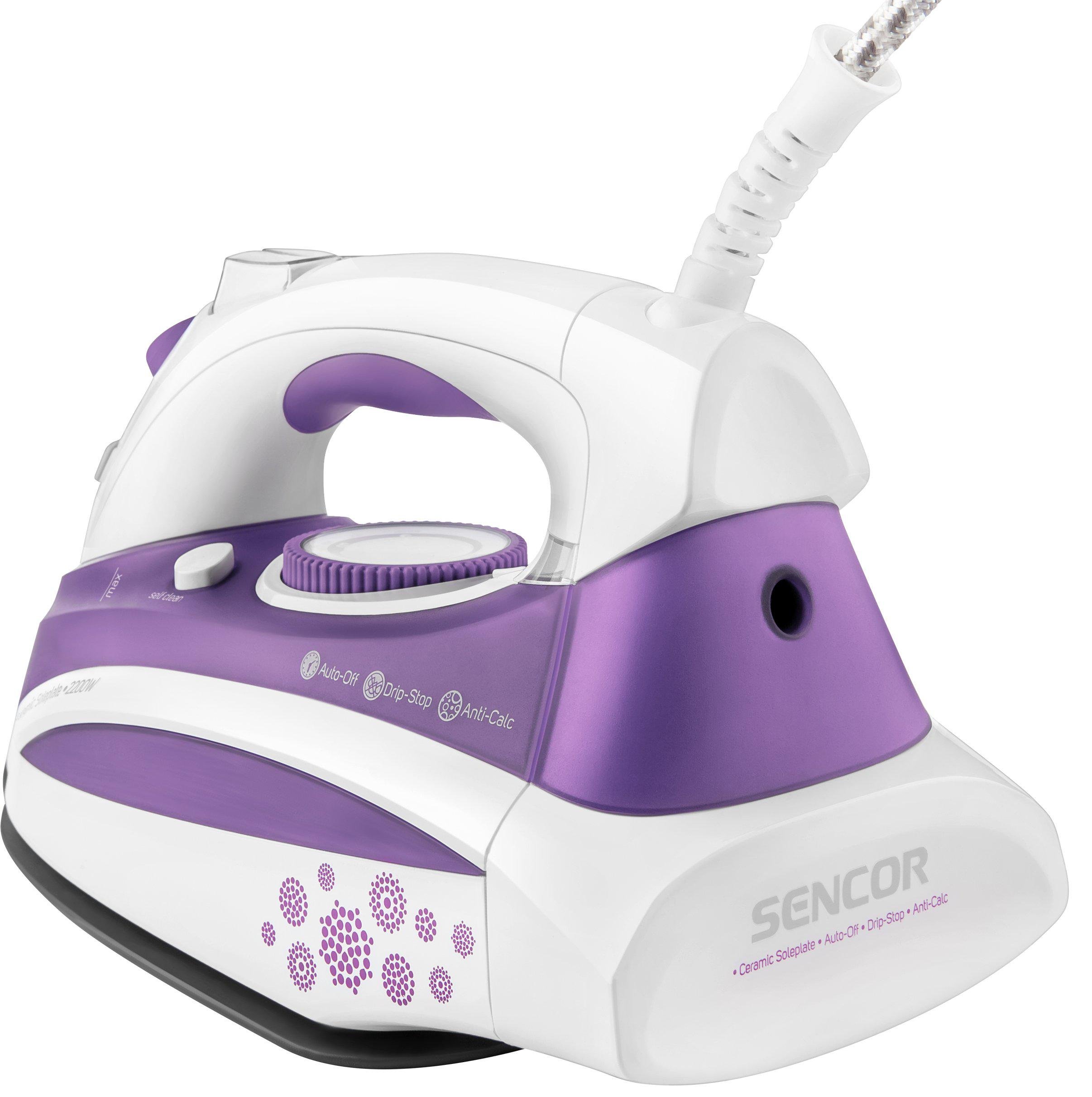 Утюг Sencor с режимом паровой удар 120 г/мин 2200 Вт Белый/Фиолетовый (590590) - фото 5 Утюг Sencor с режимом паровой удар 120 г/мин 2200 Вт Белый/Фиолетовый (590590) - фото 5