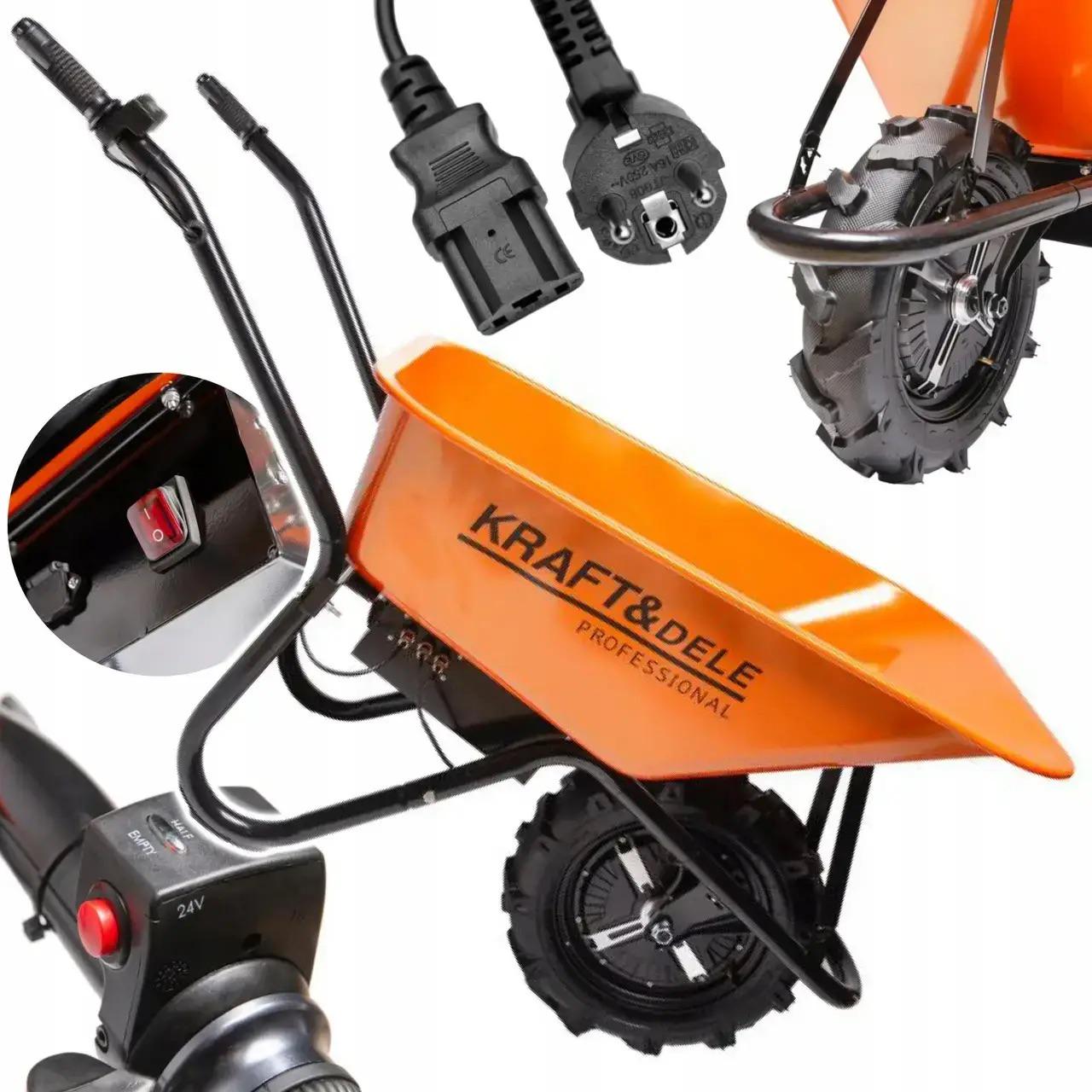 Тачка аккумуляторная с электроприводом Kraft&Dele KD3125 80 л 550 Вт 150 кг 24V Оранжевый - фото 2 Тачка аккумуляторная с электроприводом Kraft&Dele KD3125 80 л 550 Вт 150 кг 24V Оранжевый - фото 2