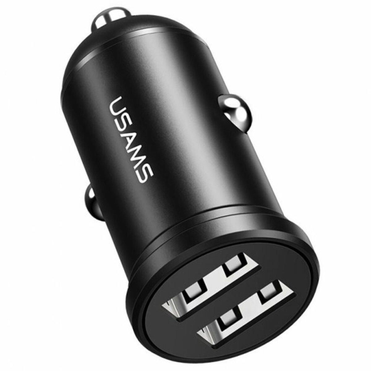 Зарядное устройство автомобильное Usams US-CC114 C20 2.4A Dual USB Mini Car Charger Black (CC114TC01)