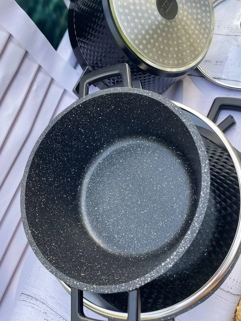 Набор кастрюль Benson 6 пр. с мраморным антипригарным покрытием (BN-394) - фото 4