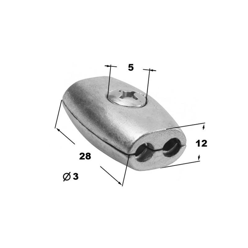 Затискач обжимний подвійний ø 3 мм 28x12 мм бочкоподібний для троса цинк 50 шт. Білий (3S20000007S0300E20) - фото 2 Затискач обжимний подвійний ø 3 мм 28x12 мм бочкоподібний для троса цинк 50 шт. Білий (3S20000007S0300E20) - фото 2