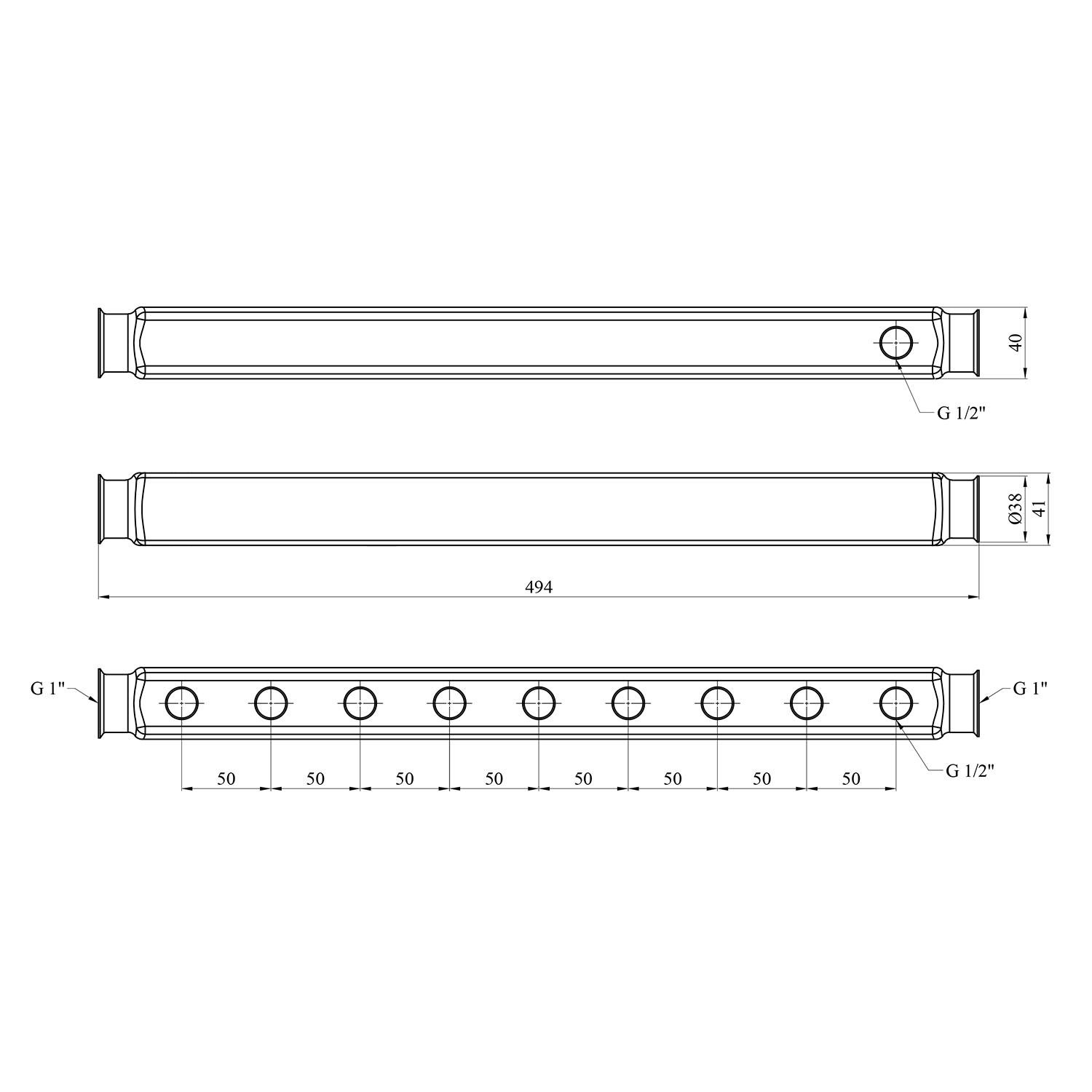 Коллектор Karro на 9 выходов 1"х1/2" РВ нержавеющая сталь (KR-1003) - фото 2