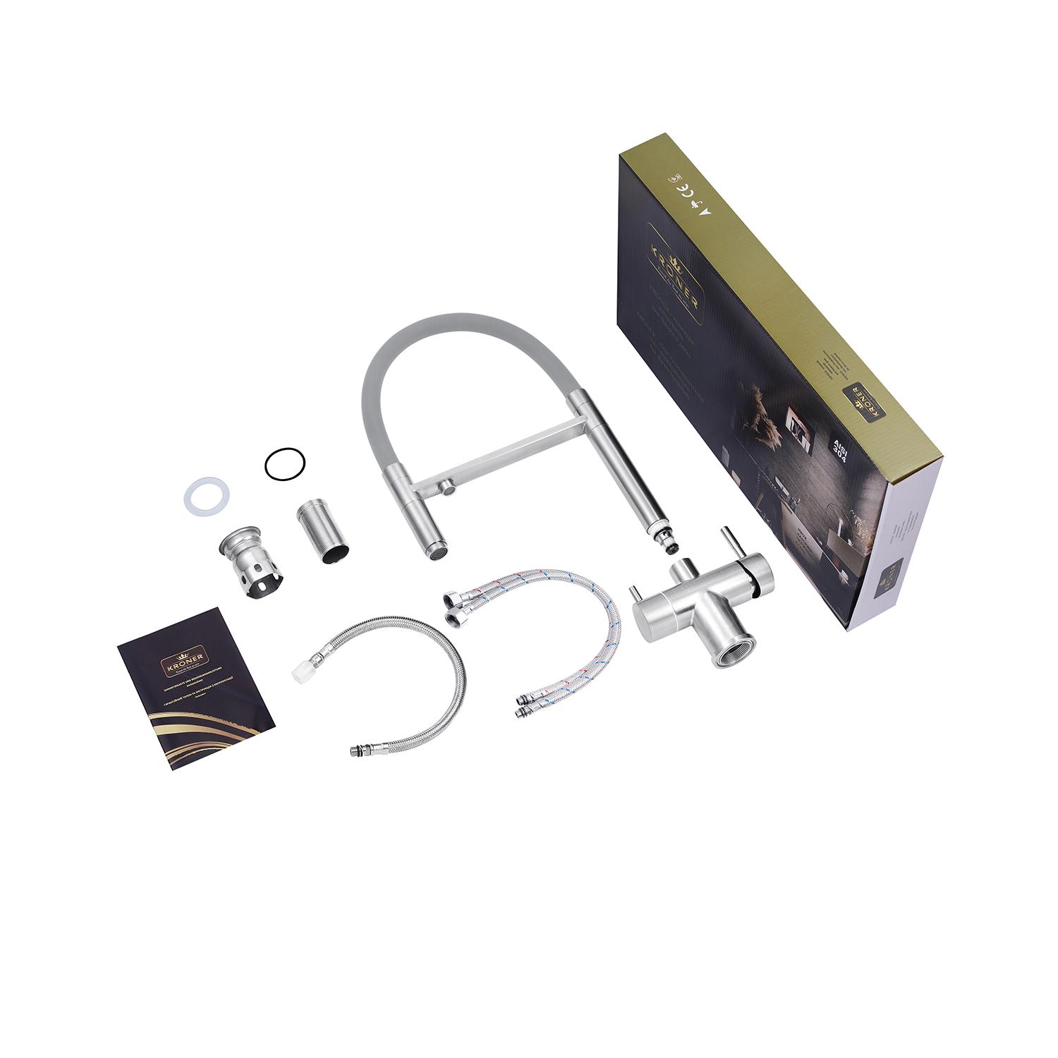 Смеситель-кран для кухни Kroner KRP Edelstahl Klassisch ESG03815GRA (KR27934Y) - фото 7 Смеситель-кран для кухни Kroner KRP Edelstahl Klassisch ESG03815GRA (KR27934Y) - фото 7