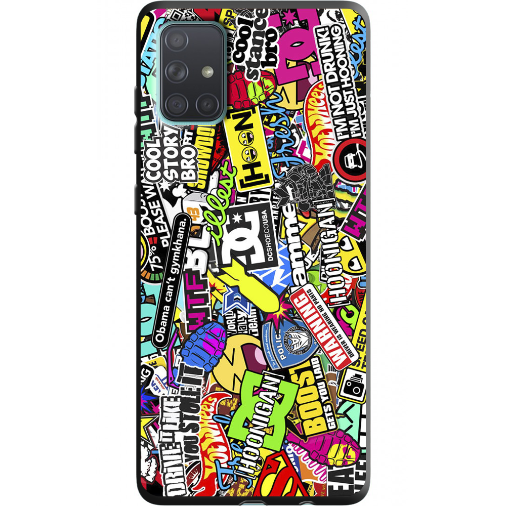 Чохол BoxFace Samsung A715 Galaxy A71 Multicolored Inscriptions Чорний силікон (38850-up880-38948) - фото 1