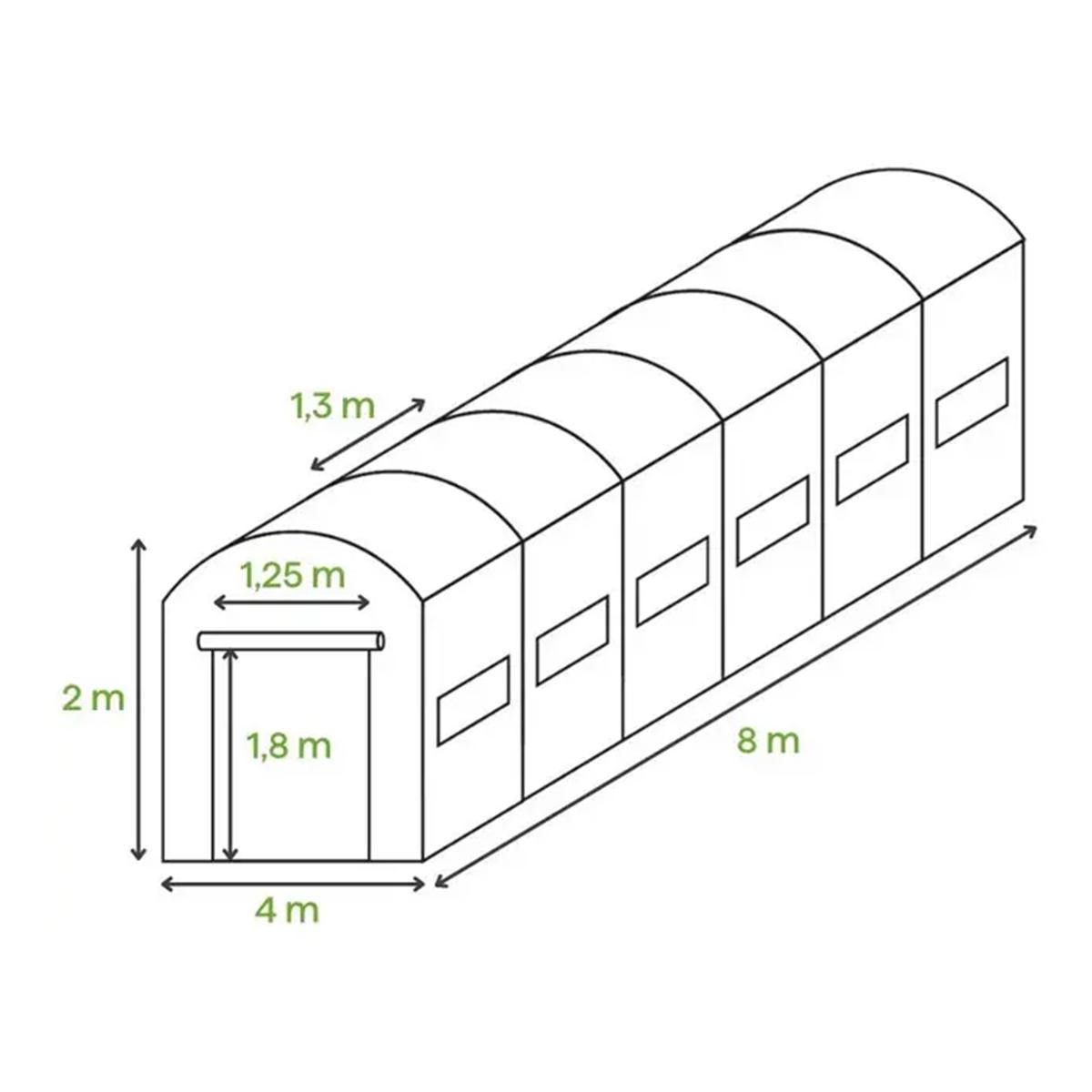 Теплиця садова Focus Garden 003350 з подвійними дверми 4x8x2 м Зелений - фото 11