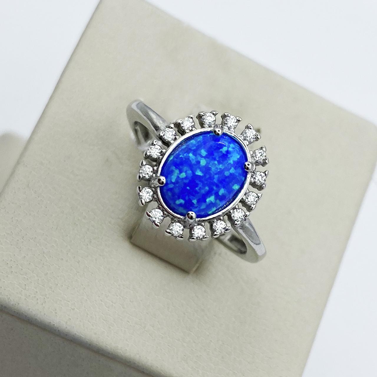 Кольцо серебряное с синим опалом р. 18 2,45 г (1923285765)