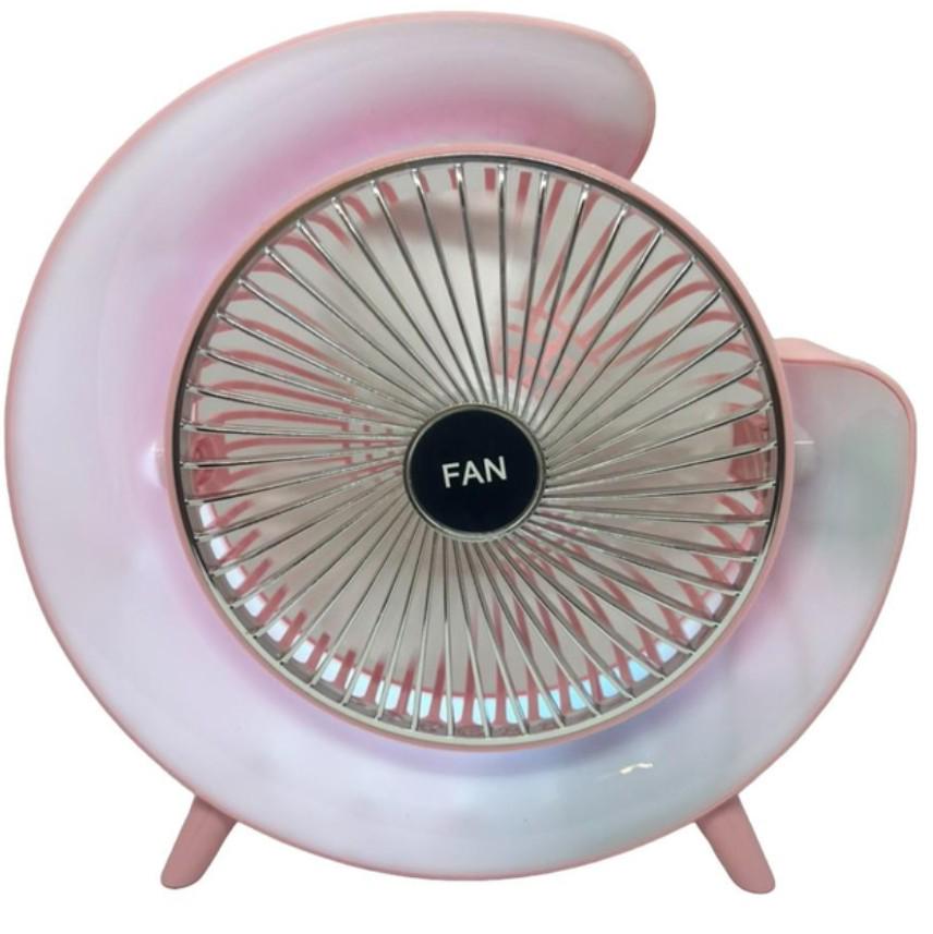 Вентилятор акумуляторний настільний з LED-підсвіткою 3 швидкості 1800 мАг Рожевий (1800 KS0605215)