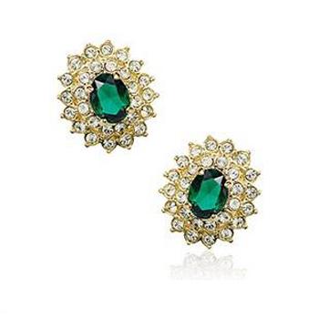 Серьги с кристаллами Сваровски Italina 08480 Зеленый
