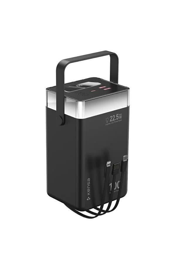 Повербанк KENSA со встроенными кабелями USB-А/Type-C/Lightning/дисплеем/LED-фонарем 22,5 W 100000 mAh (32404708)