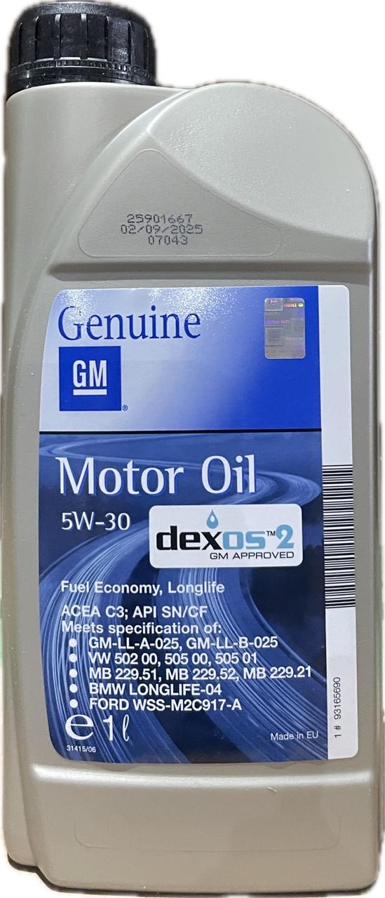 Моторное масло GM Motor Oil Dexos2 5W-30 1 л (93165554)