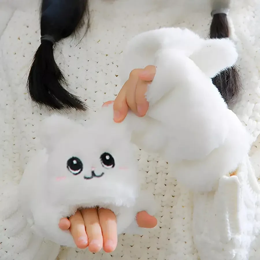 Рукавички зимові без пальців Jsstore Котик One Size Білий (2465527718) - фото 4 Рукавички зимові без пальців Jsstore Котик One Size Білий (2465527718) - фото 4