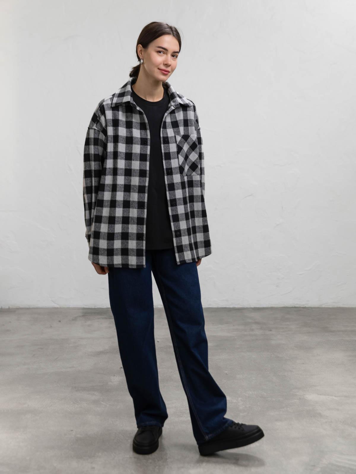 Сорочка жіноча байкова в клітинку FROMUS L Чорний (9513-2) - фото 2 Сорочка жіноча байкова в клітинку FROMUS L Чорний (9513-2) - фото 2