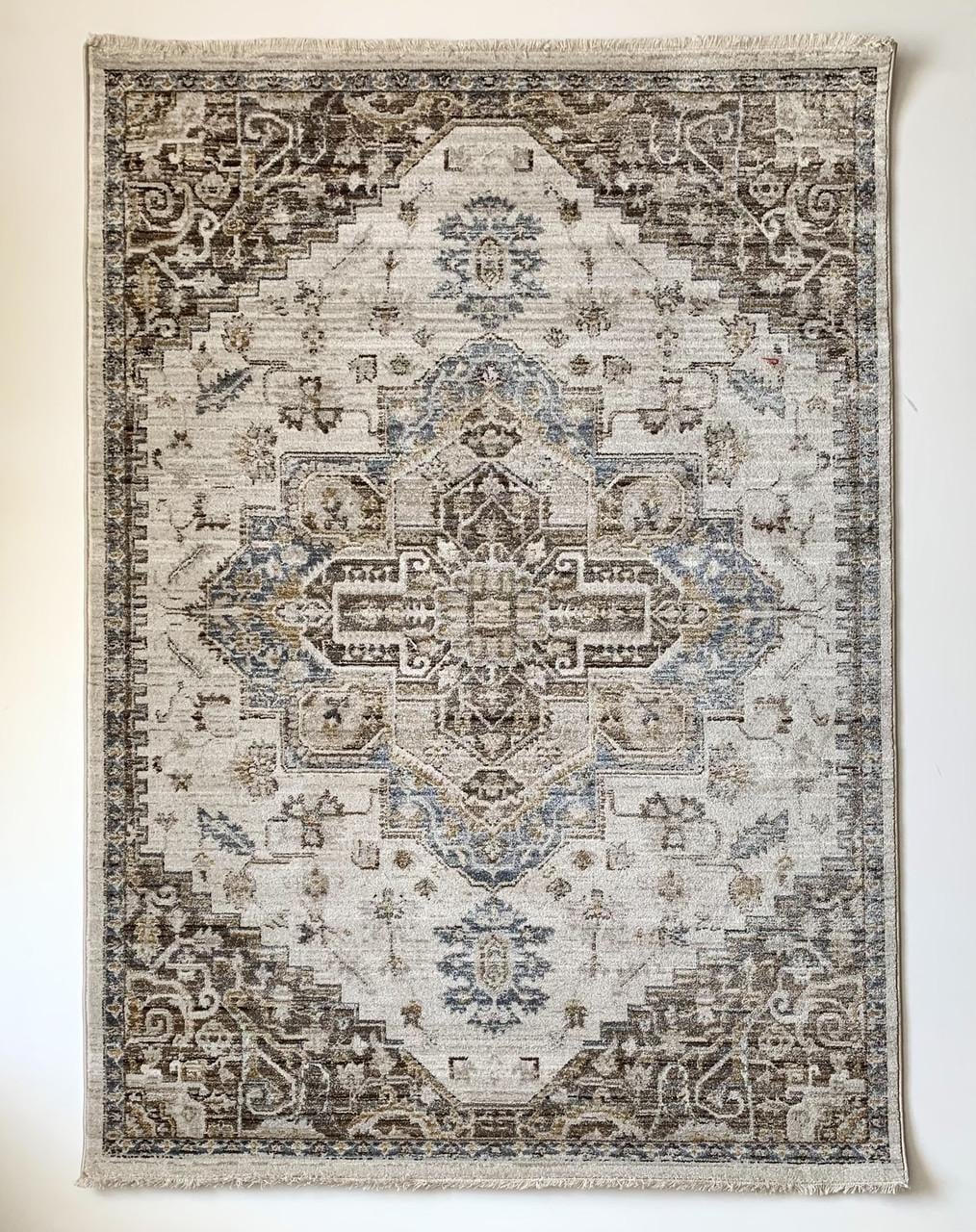 Килим прямокутний для вітальні класичний ворсовий 80х150 см Світло-сірий (KU91B)