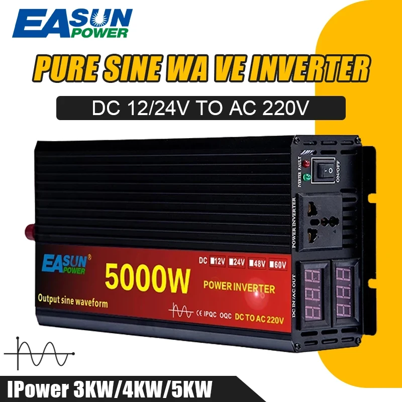 Інвертор перетворювач напруги 12 в 220В 5000 Вт чиста синусоїда два індикатори - фото 9 Інвертор перетворювач напруги 12 в 220В 5000 Вт чиста синусоїда два індикатори - фото 9