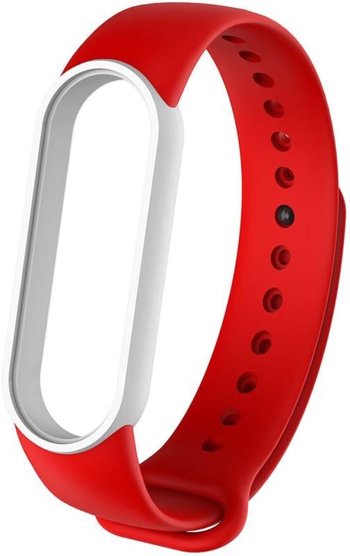 Ремінець UWatch Replacement Silicone Band For Xiaomi Mi Band 5/6/7 Frame Red/White - фото 1