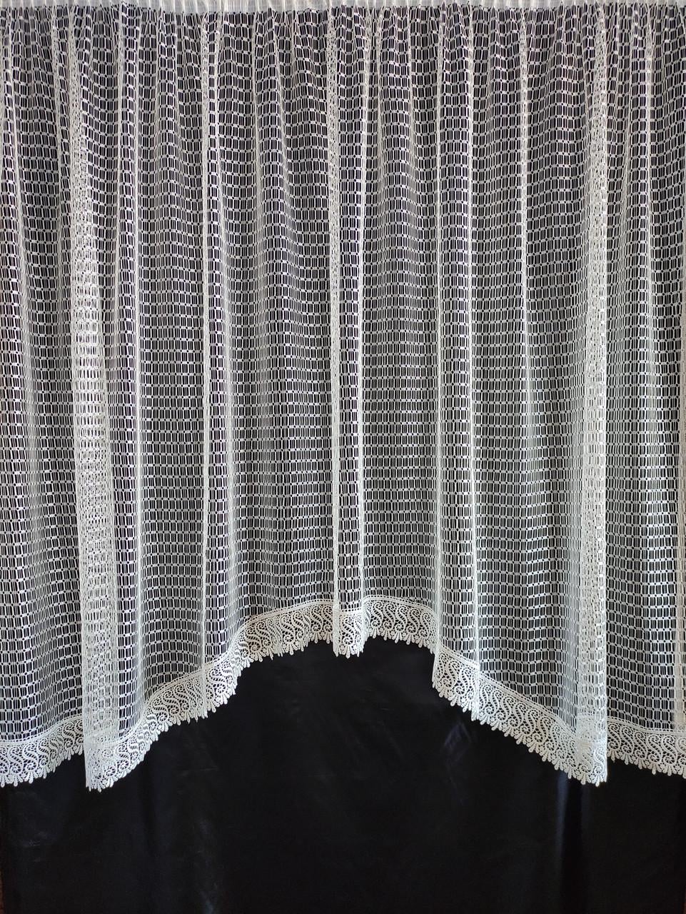 Занавеска на окно Тюль аркой сетка и кружево Зигзаг 290х160 см Молочный (да-2м)