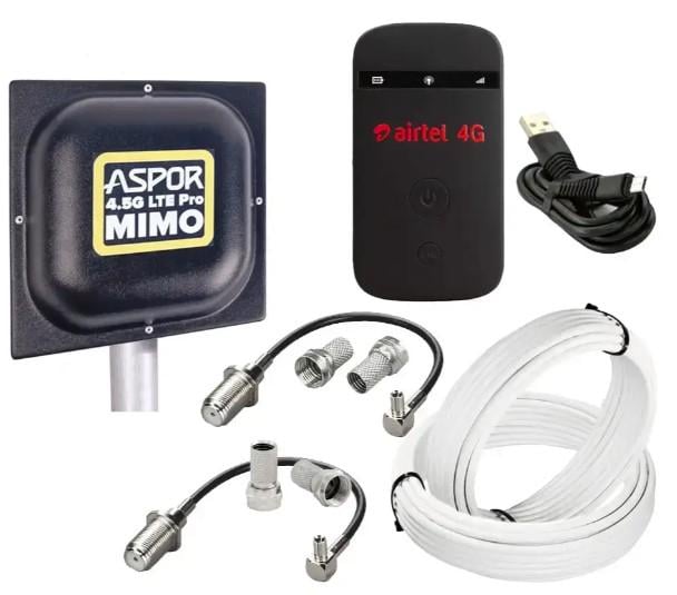 Интернет-комплект с роутером ZTE MF90 Airtel Wi-Fi 4G и антенной 4.5G LTE MIMO Aspor T800 (1876840318)