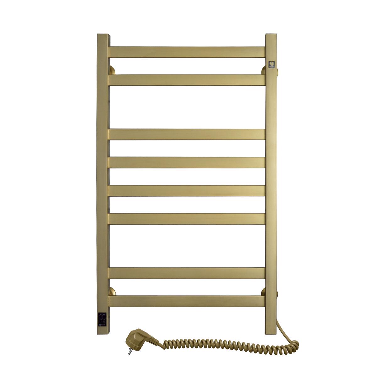 Полотенцесушитель электрический с таймером NAVIN Авангард Sensor правосторонняя из нержавеющей стали 480х800 мм Золотой матовый (1217)