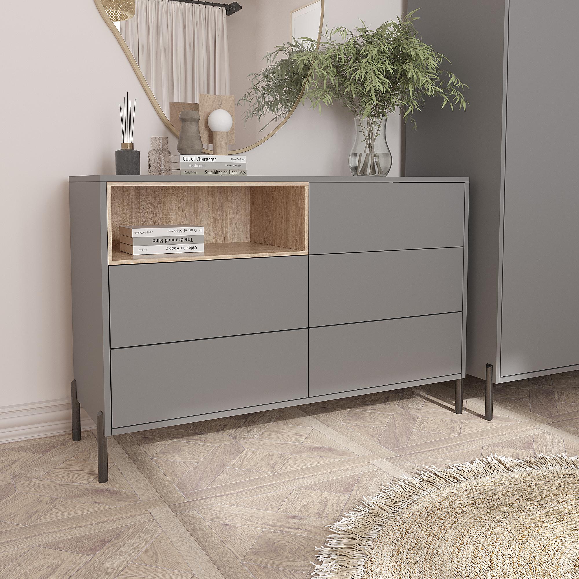 Комод Норді на ножках КМ-2 Норді 800х1200х400 мм Антрацит/Дуб Сонома