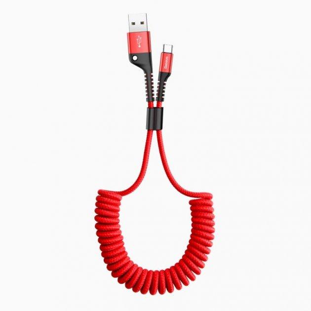 Кабель Baseus CATSR-09 Fish Eye Spring Cable USB to Type-C 2A 1 м Red