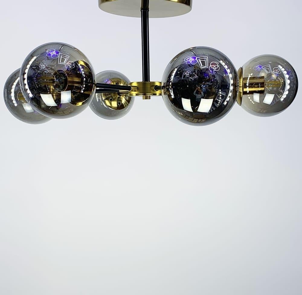 Світильник вінтажний стельовий на 6 плафонів Латунь/Чорний/Графіт (J113/6C FGD/GR)