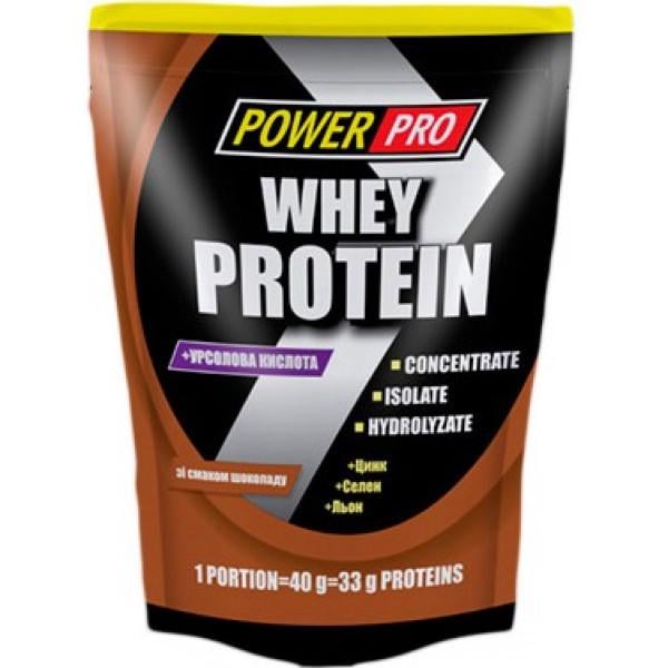 Протеин Power Pro Whey Protein + урсоловая кислота 1 кг Шоколад