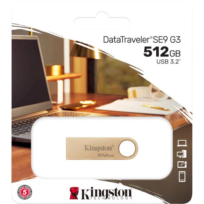 Флеш-пам'ять USB Kingston DataTraveler SE9 G3 512 Гб Золотистий (DTSE9G3/512GB) - фото 3