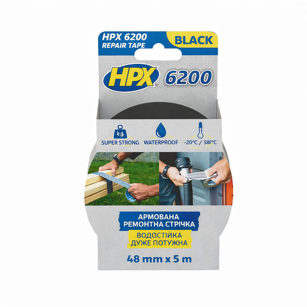 Клейкая лента армированная HPX CS5005 6200 48 мм х 5 м Черный (31775801)