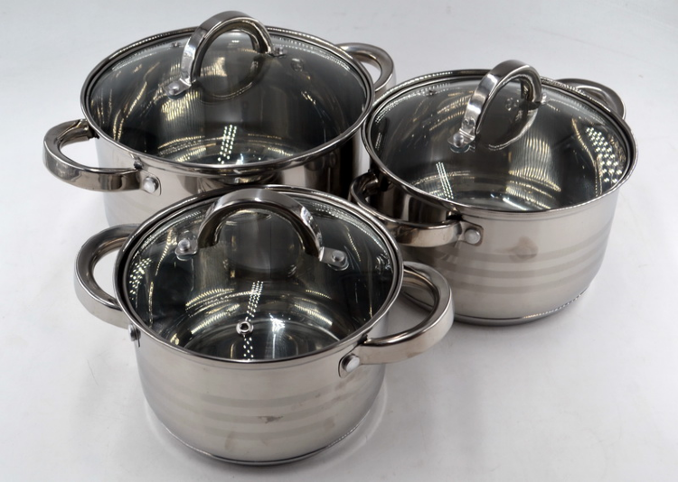 Набор кастрюль из нержавеющей стали Benson BN-199 6 пр.