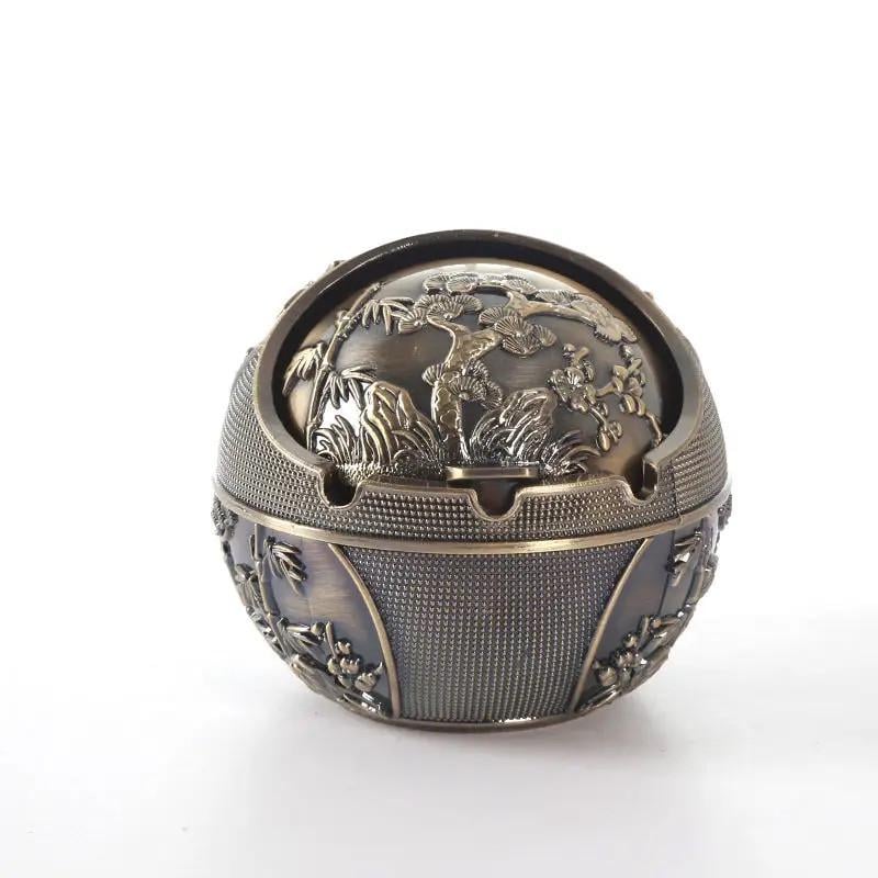 Пепельница металлическая Шар с изображением бамбука Латунь (Арт1806)