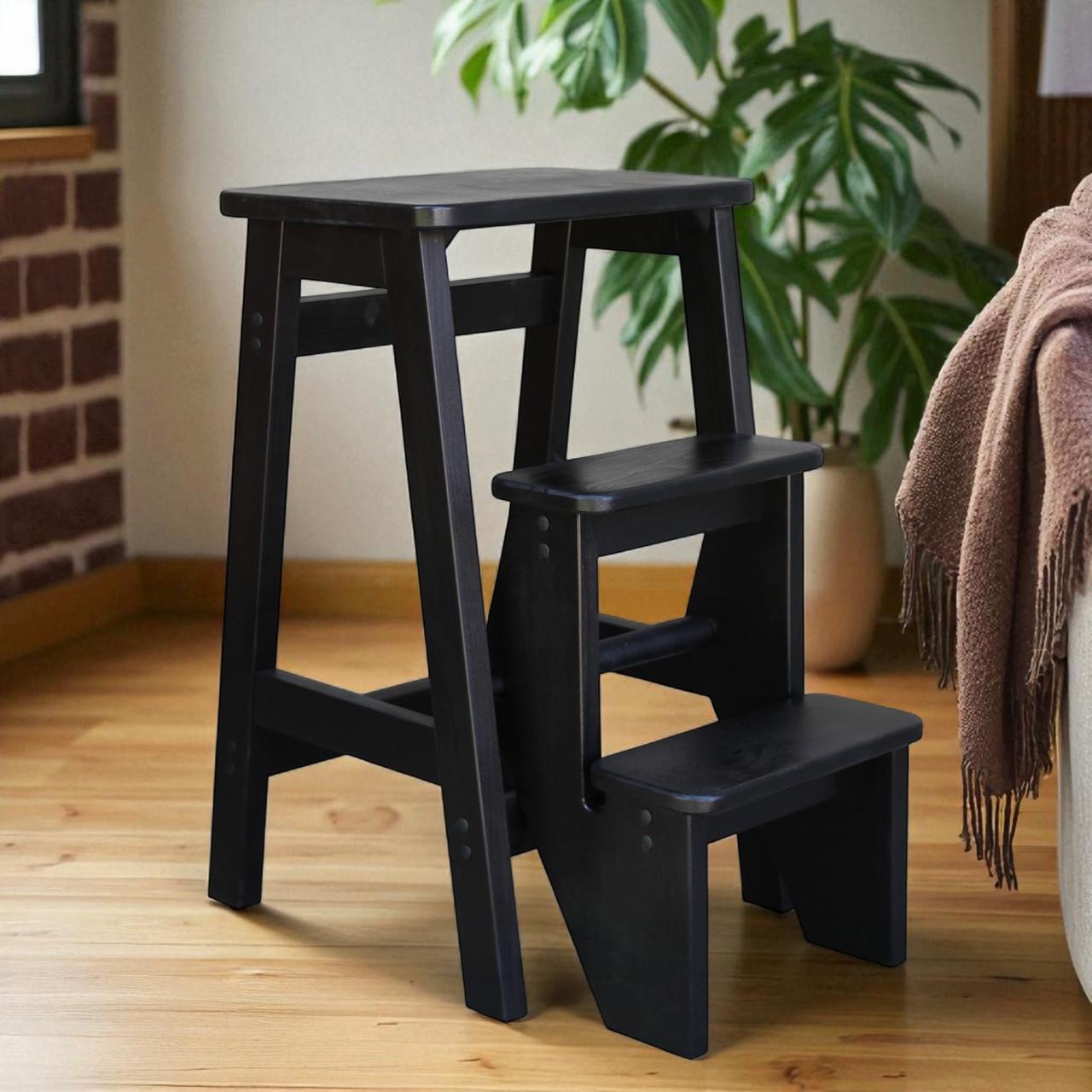 Табурет-лестница деревянный Студія Дерева Вільха Ретро бытовой 3 ступеньки Черный (31002873) - фото 1 Табурет-лестница деревянный Студія Дерева Вільха Ретро бытовой 3 ступеньки Черный (31002873) - фото 1