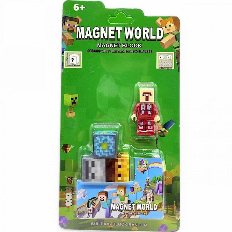 Конструктор магнитный Minecraft 3 кубиката игровая фигурка (001-7)