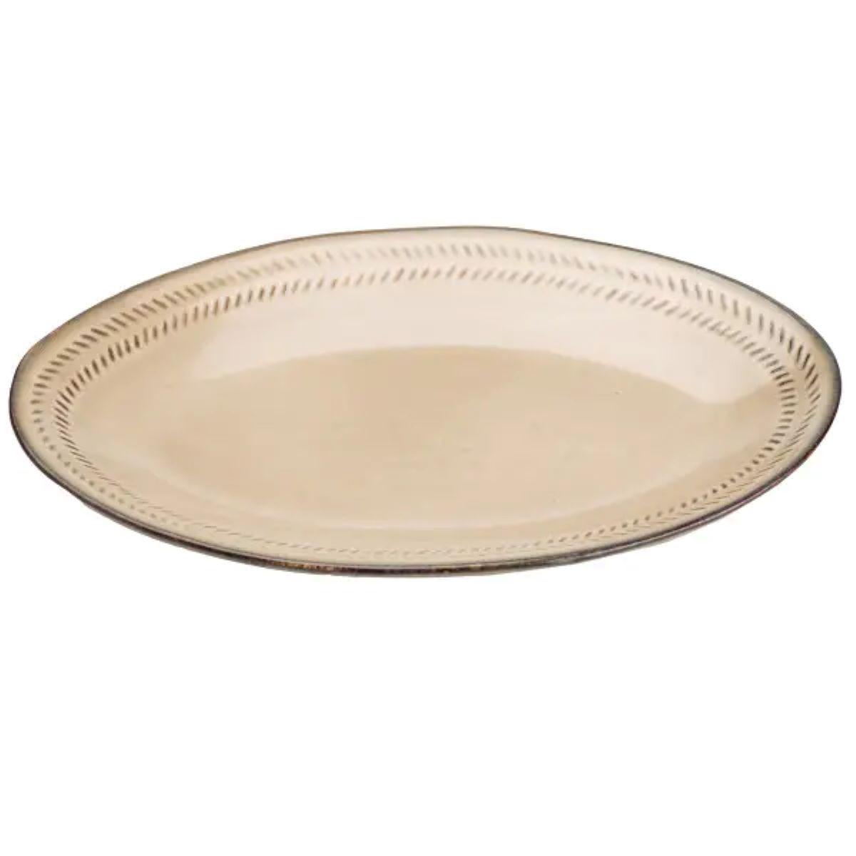 Тарілка сервірувальна кругла керамічна 27,5 см Бежевий (4501) - фото 3