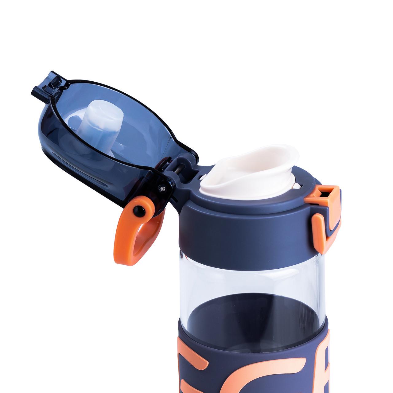 Пляшка для води скляна з пластиковою кришкою 460 мл Синій (HP17299BL) - фото 3 Пляшка для води скляна з пластиковою кришкою 460 мл Синій (HP17299BL) - фото 3