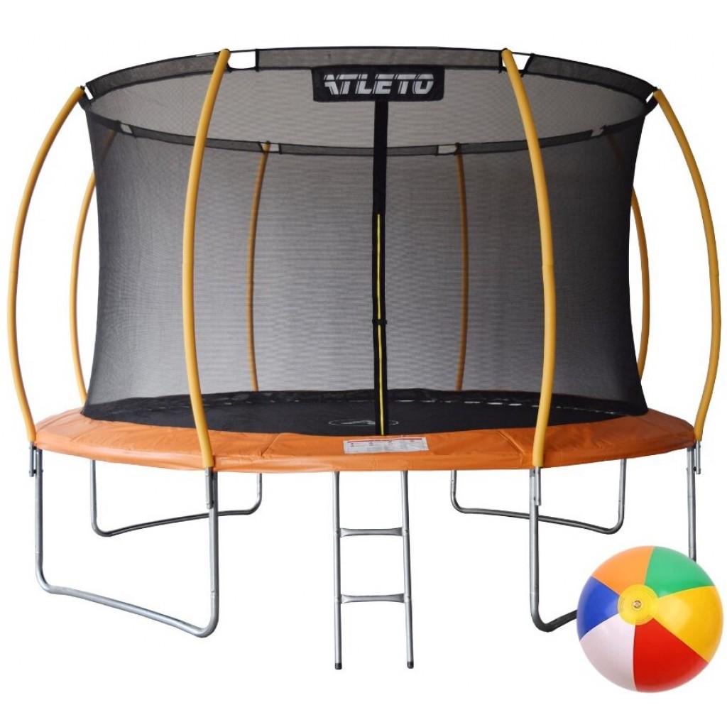 Батут Atleto с внутренней сеткой и стремянкой 404 см с мячиком Оранжевый (4240049512)