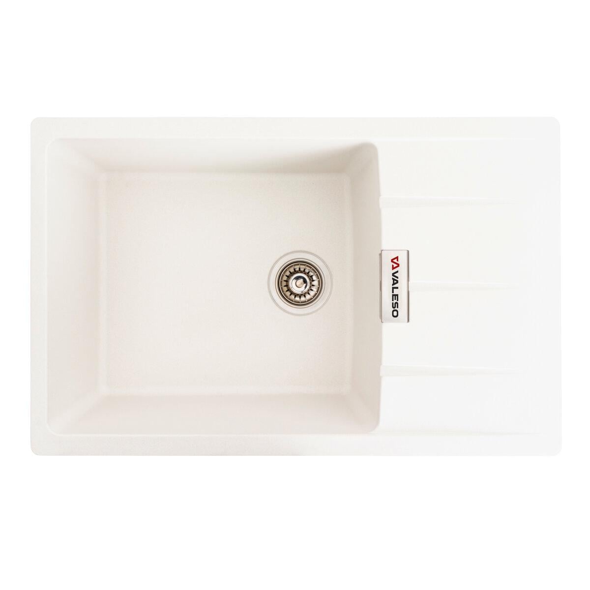 Мойка для кухни гранитная врезная Valeso Roma прямоугольная 780x500 мм Белоснежный матовый (SP000047018)
