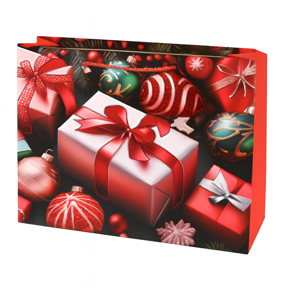 Подарочный пакет Present R34504-S Новый год 24х18х10 см Красный (29876168)
