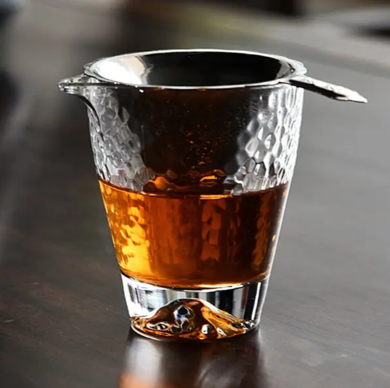 Чахай скляний для чайної церемонії 200 мл з металевим ситечком (791)