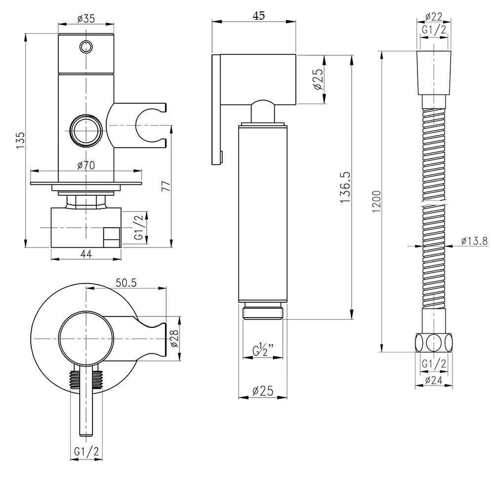 Набір для гігієнічного душу Q-tap Inspai-Varius V00440001 Chrome (k35) - фото 2