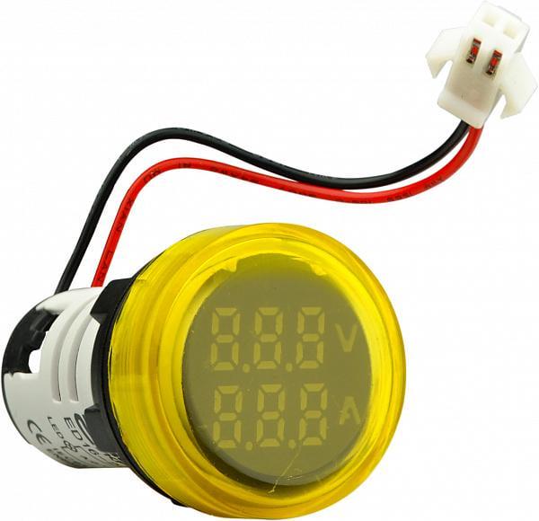 Амперметр-вольтметр цифровой АСКО-Укрем ED16-22 VAD 0-100A 50-500V круглый Желтый (A0190010134)