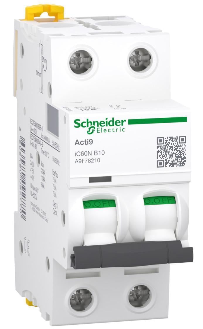 Автоматический выключатель Schneider Electric iC60N B 2P 10A (A9F78210) Автоматический выключатель Schneider Electric iC60N B 2P 10A (A9F78210)