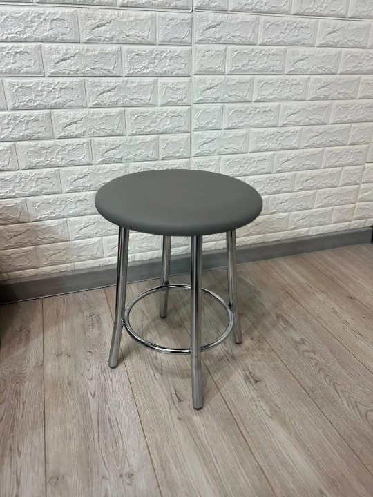 Табурет кухонний TEDDY металевий з м'яким сидінням 35х47 см Темно-сірий/Хром (28373947)