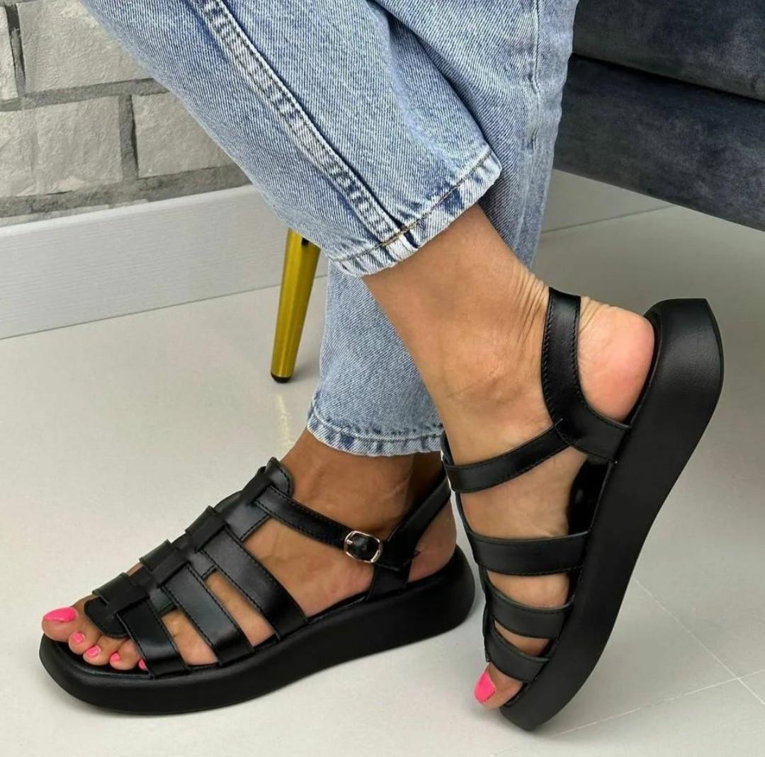 Босоніжки жіночі з натуральної шкіри р. 36/23,5 см Чорний (48804)