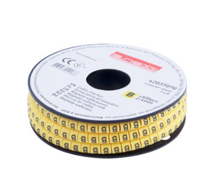 Маркер кабельный E.NEXT e.marker.stand.2.4.B символ B 2-4 мм2 500 шт./рул. Желтый (s2037070)