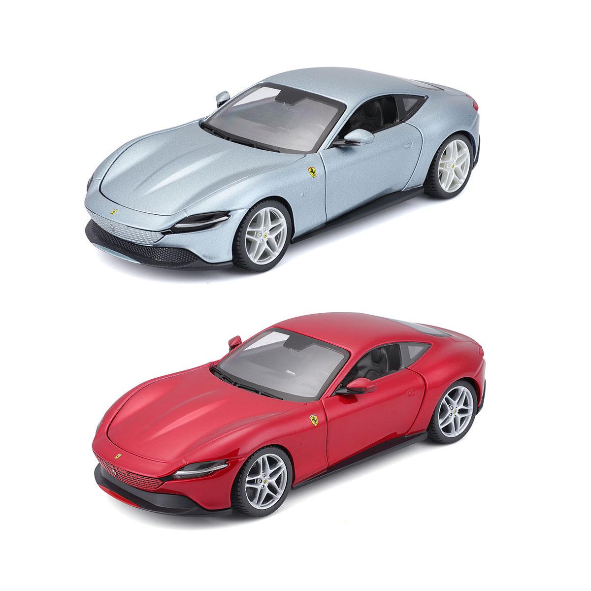 Автомодель игрушечная детская Ferrari Roma 1:24 Серый металлик/Красный металлик