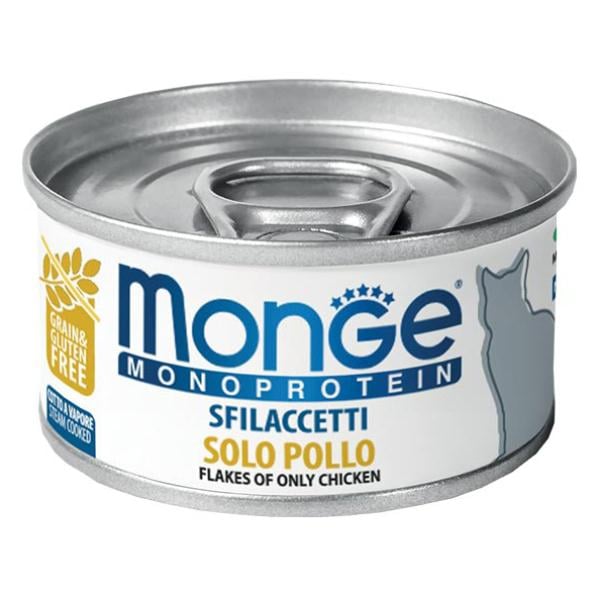 Корм для кошек влажный Monge Cat Wet MONOPROTEIN мясные хлопья курица 80 г (000025743)