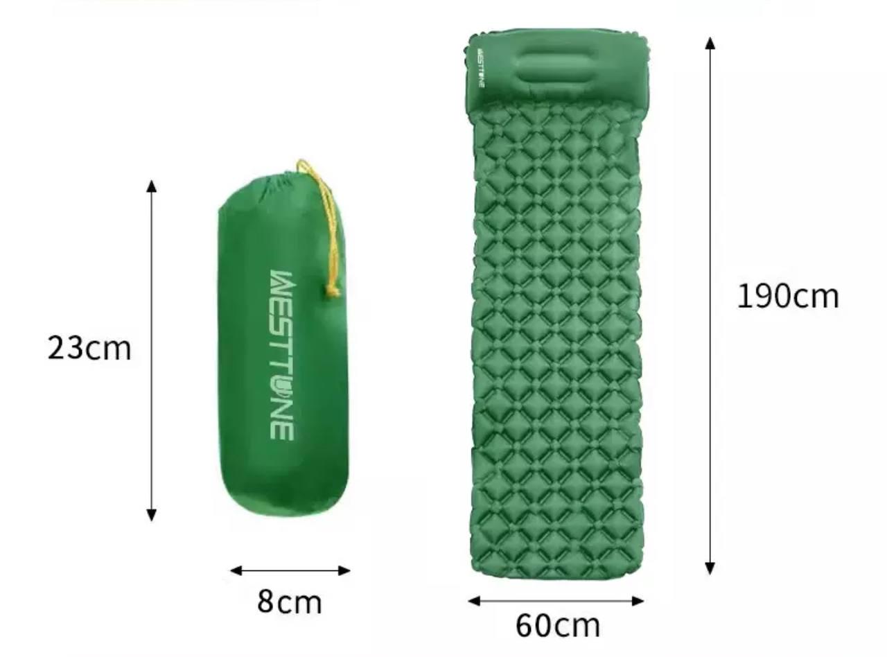 Килимок надувний Westtune односпальний з подушкою Army Green (4yy-xnh-jl6) - фото 2 Килимок надувний Westtune односпальний з подушкою Army Green (4yy-xnh-jl6) - фото 2