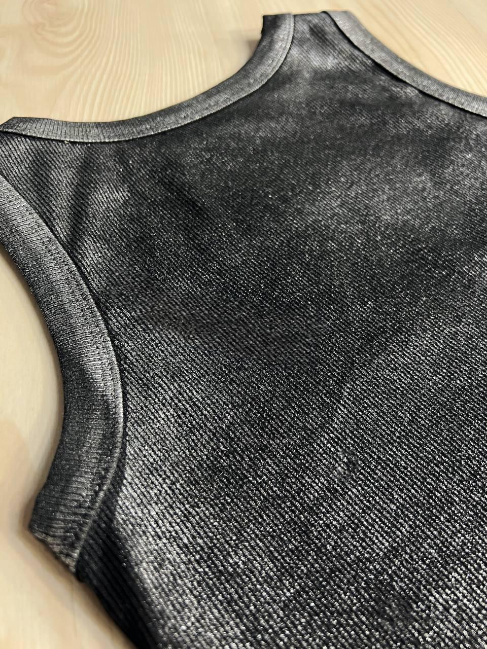 Майка женская A-N 332 базовая рубчик накат краска OS Черный (1971) - фото 4 Майка женская A-N 332 базовая рубчик накат краска OS Черный (1971) - фото 4